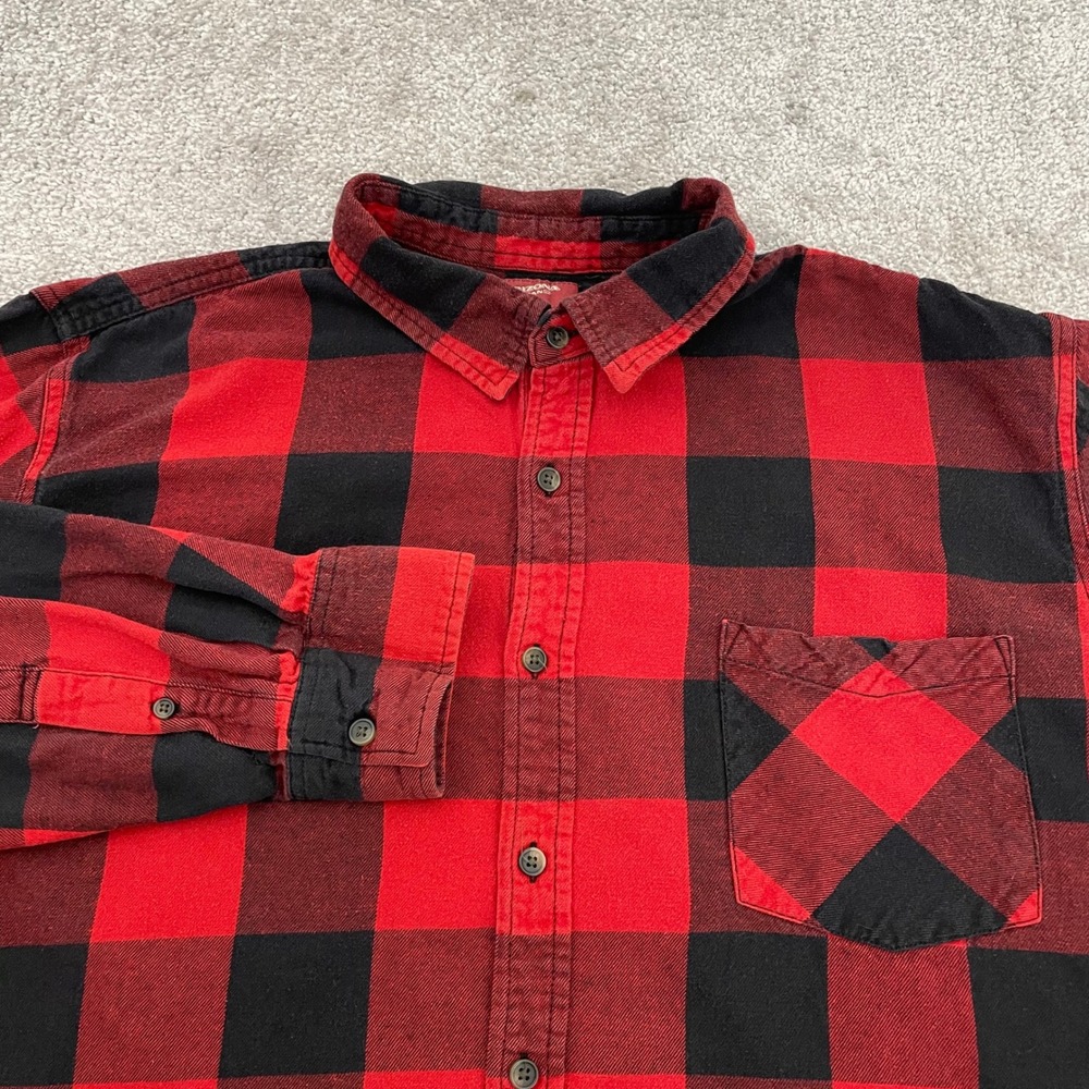 Arizona Jean Co Shirt Mens XXL Buffalo Plaid Red Black Button Down Lumberjack